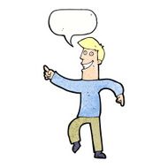 cartoon grinning man with speech bubble N90