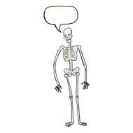 cartoon spooky skeleton with speech bubble N7