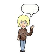 cartoon shocked woman waving hand with speech bubble N11