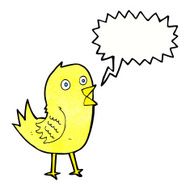 cartoon tweeting bird with speech bubble N7