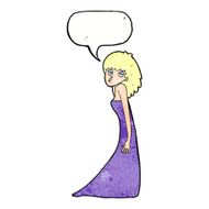 cartoon woman pulling photo face with speech bubble N11