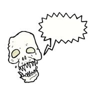 cartoon scary skull with speech bubble N25