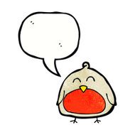funny cartoon christmas robin with speech bubble N9