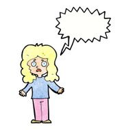 cartoon worried woman with speech bubble N80
