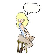 cartoon woman striking pose with speech bubble N10
