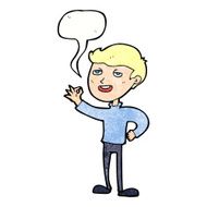 cartoon man making excellent gesture with speech bubble N11