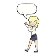 cartoon happy businesswoman with speech bubble N11