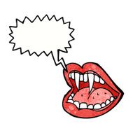 cartoon vampire mouth with speech bubble N28
