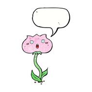 cartoon shocked flower with speech bubble N11