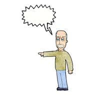 cartoon old man gesturing Get Out! with speech bubble N11
