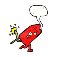 cartoon funny firework character with speech bubble N21