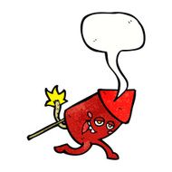 cartoon funny firework character with speech bubble N22
