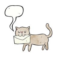 cartoon cat carrying letter with speech bubble N11