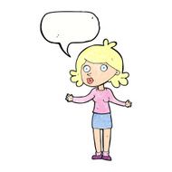 cartoon confused woman with speech bubble N88