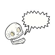 cartoon spooky skull with speech bubble N154