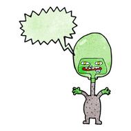 cartoon space alien with speech bubble N20