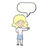 cartoon friendly woman with speech bubble N73