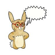 cartoon rabbit wearing spectacles with speech bubble N11