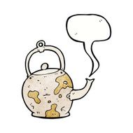 cartoon old tea pot with speech bubble N3