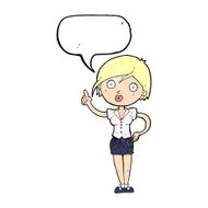 cartoon pretty woman with idea speech bubble N71