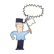 cartoon man waving flag with speech bubble N11