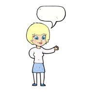 cartoon welcoming woman with speech bubble N11