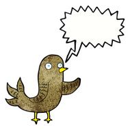 cartoon waving bird with speech bubble N21