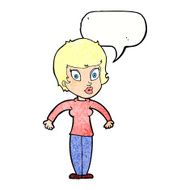 cartoon woman shrugging shoulders with speech bubble N507