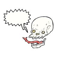 cartoon spooky skull with speech bubble N155
