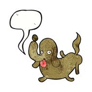 cartoon dog sticking out tongue with speech bubble N15