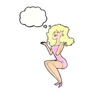 cartoon attractive woman sitting with speech bubble N11