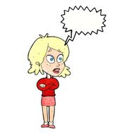 cartoon surprised woman with speech bubble N251