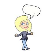 stress free woman cartoon with speech bubble N11
