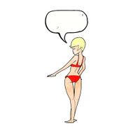 cartoon bikini woman with speech bubble N3