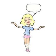 cartoon woman taking praise with speech bubble N11