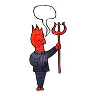 cartoon devil with pitchfork speech bubble N31