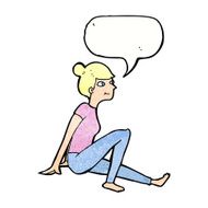 cartoon woman sitting with speech bubble N21