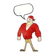 cartoon manly sailor man with speech bubble N6