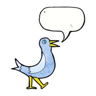 cartoon walking bird with speech bubble N19