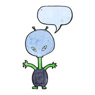 cartoon space alien with speech bubble N21