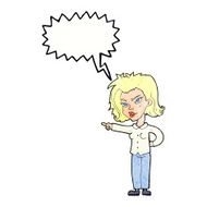 cartoon woman pointing with speech bubble N219