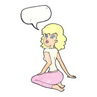 cartoon pretty woman with speech bubble N283