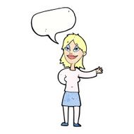 cartoon woman gesturing to show something with speech bubble N21