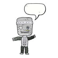 cartoon funny robot with speech bubble N82