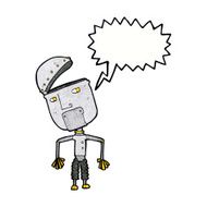 cartoon funny robot with speech bubble N83