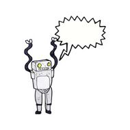 cartoon funny robot with speech bubble N84