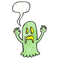 cartoon spooky ghost with speech bubble N49