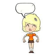 cartoon happy pretty woman with speech bubble N11