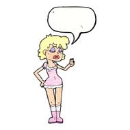 cartoon woman making dismissive gesture with speech bubble N14