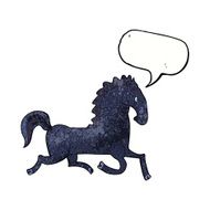 cartoon running black stallion with speech bubble N3